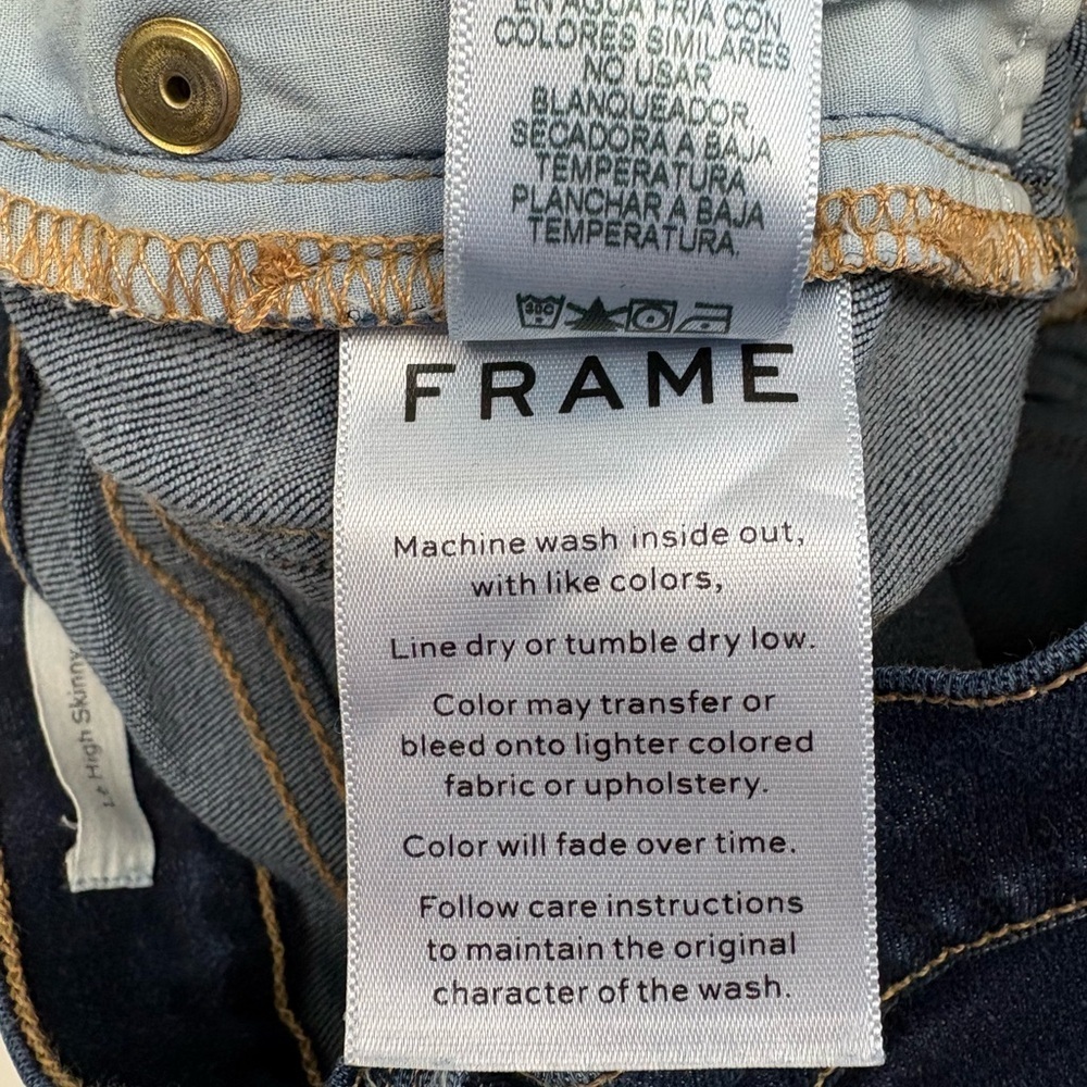 Frame Le High Skinny Jeans in Dark Wash size 26 in good condition casual - Picture 9 of 15